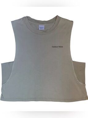 Outdoor Voices Crop Muscle Tank Sage Green Boxy Relaxed Fit Size Small Like New